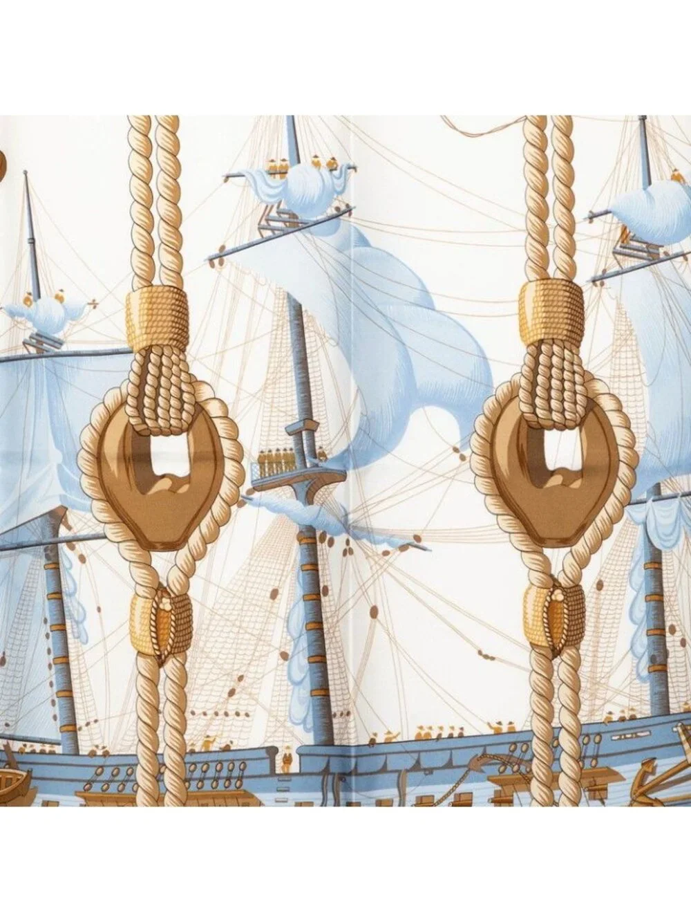 Hermes Carre 90 Tribord Sailing Ship Scarf Blue Multicolor Silk